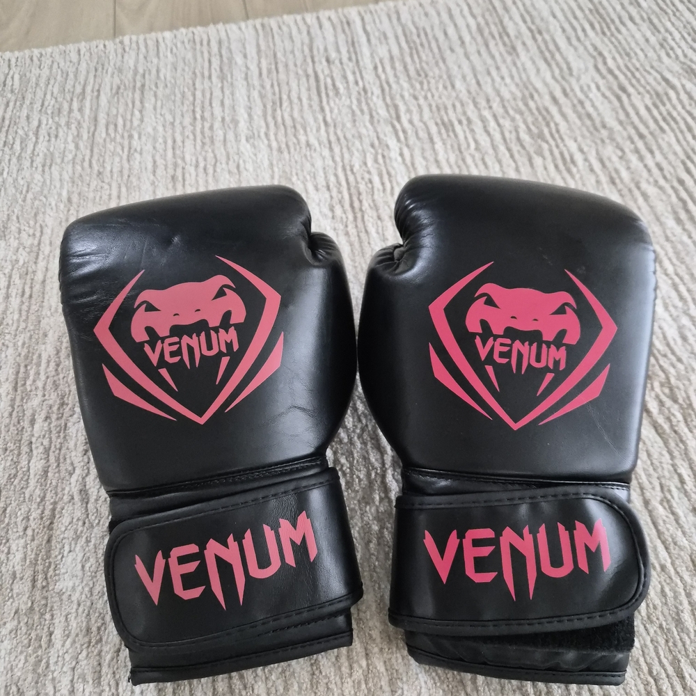 Venum Black and Pink Boxing Gloves